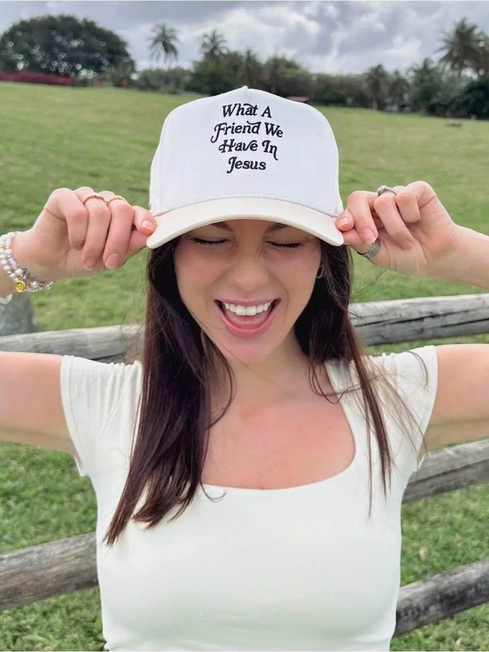 Embroidered Message White Baseball Cap – Inspirational Script